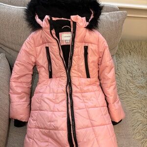 Calvin Klein Girls pink Puffer Winter Jacket Warm Size 8-10